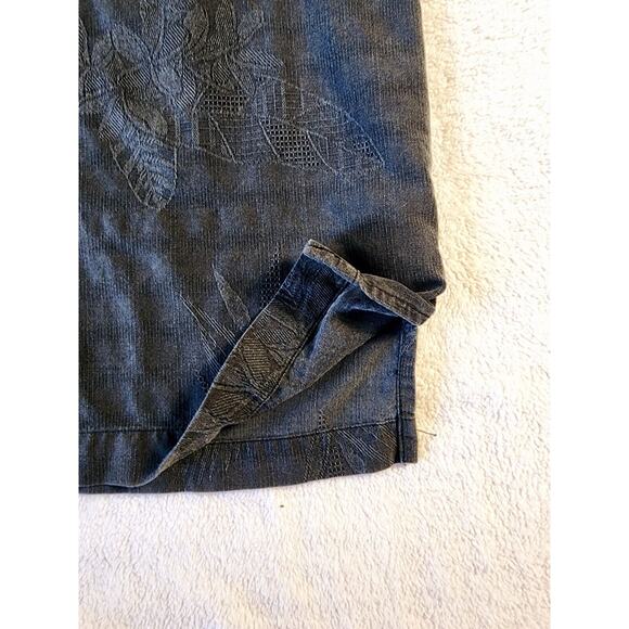 100% Silk Jacquard floral Hawaiian Button Up Shirt Pigment Dyed Black Sz Lrg - Picture 7 of 10